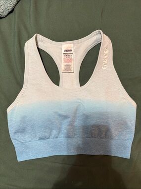 Gymshark Ombre Seamless Sports Bra in Blue and White